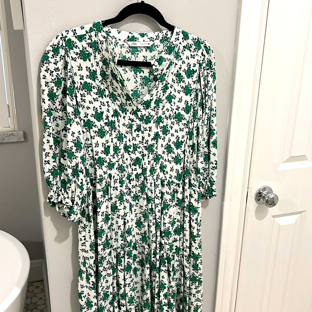 Zara green floral dress